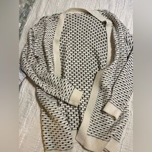 Merona Black and Cream Knit Cardigan
